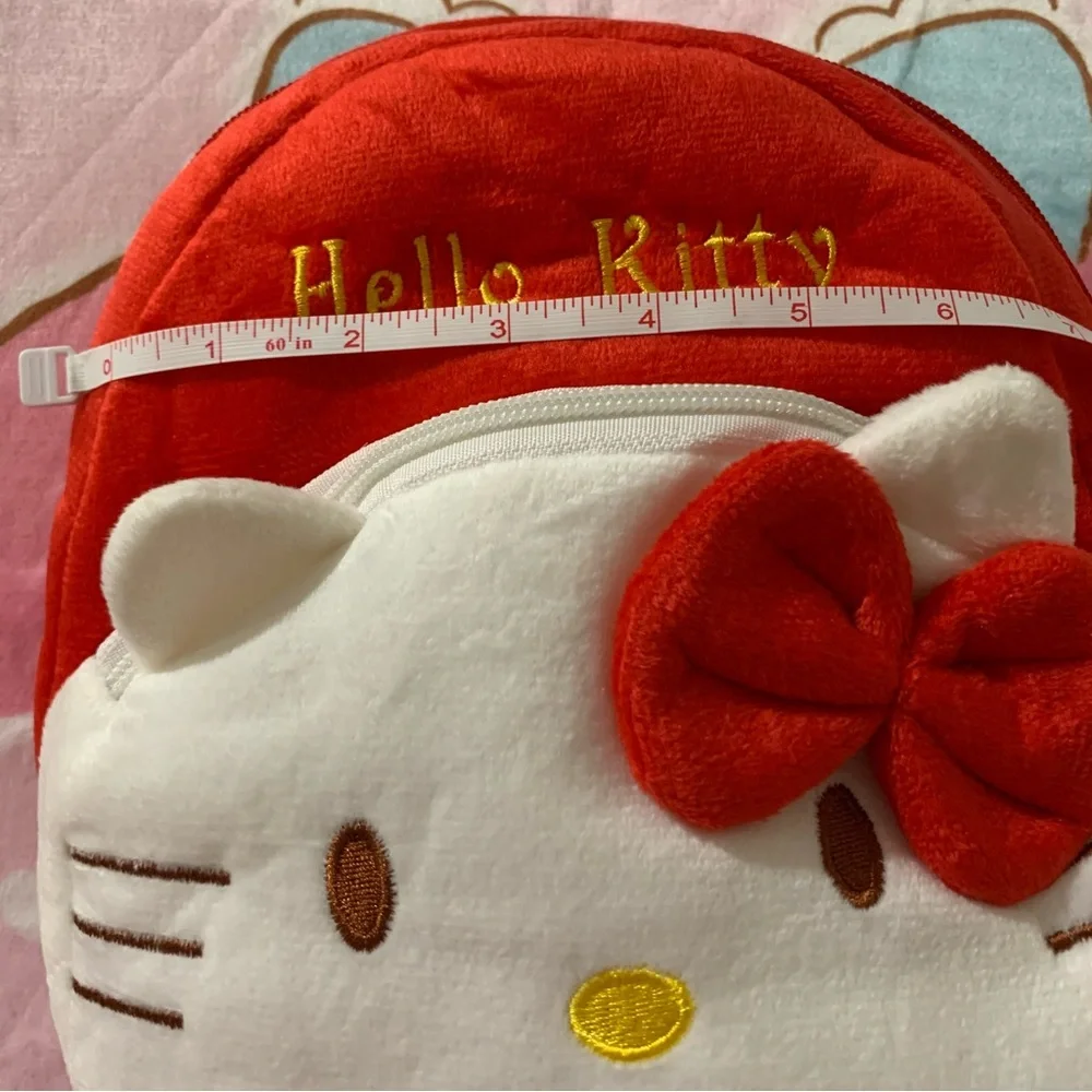 Hello Kitty Red and White Plush Mini Backpack with Front Pocket NWOT